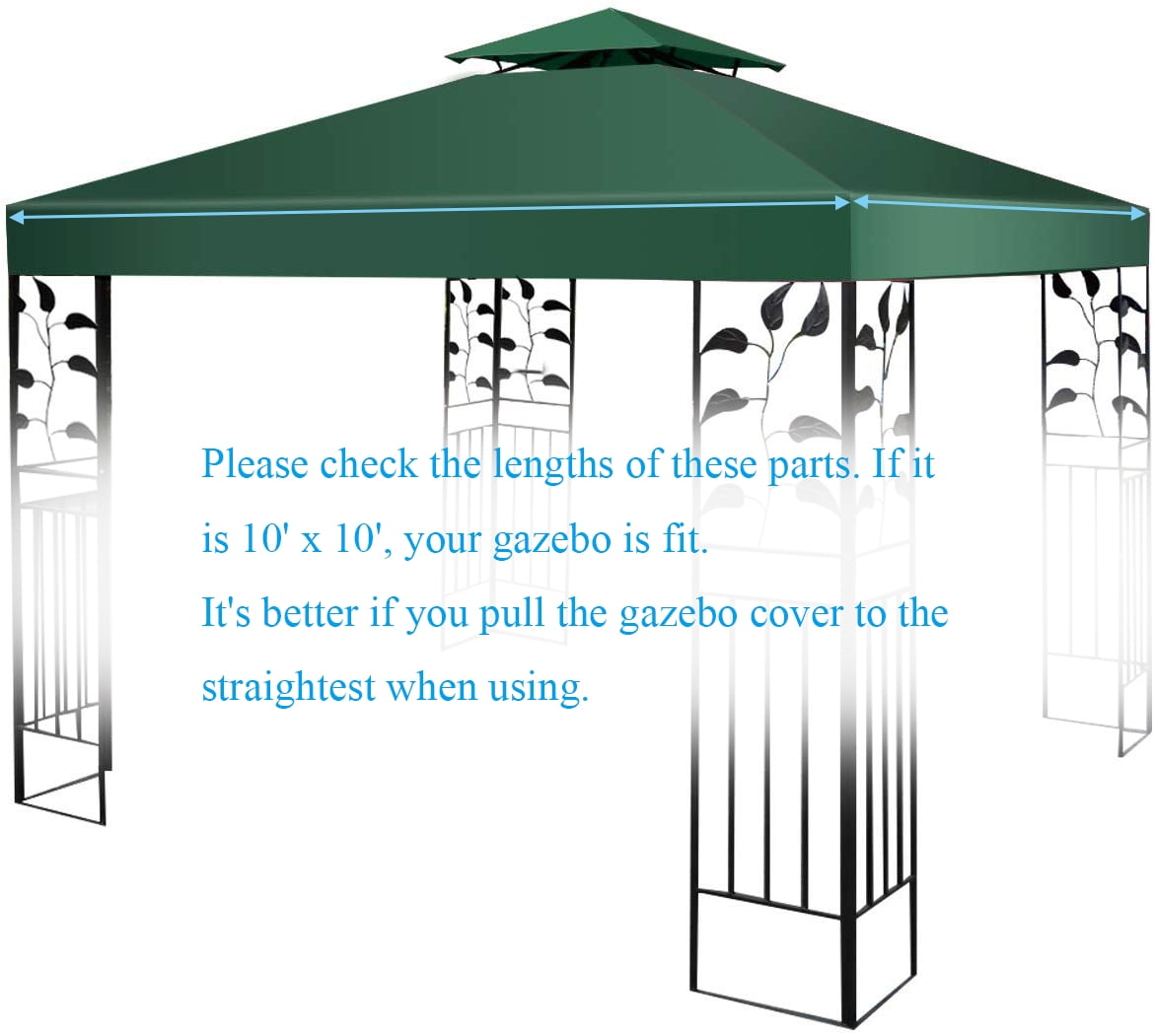 2 Tier Red SUNDRY 10 X 10 Gazebo Top Cover Patio Canopy Replacement 1-Tier or 2-Tier 3 Color Protection Against UV Rays from Sun