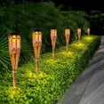 thumbnail image 3 of Solar 5-LED Flickering Amber Bamboo Tiki Torch Landscape Light, 3 of 7