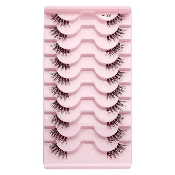 ACDANC Half Cut False Eyelash Transparent Stem 10 Pair Lengthened Half Eye Natural Dense Eyelash