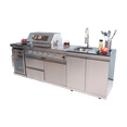 thumbnail image 6 of 98-Inch Outdoor Kitchen Island with 4-Burner Gas Grill, 72000 BTU Deluxe Stainless Steel Gas BBQ Bar, Black Granite Countertop, Built-in Wine Cooler Refrigerator, Rotisserie Kit & Storage Cabinets, 6 of 38
