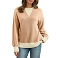 thumbnail image 2 of Crewneck Sweatshirts for Women 2025 Fall Winter Long Sleeve Casual Color Block Sweatshirt Pullover Tops, 2 of 6