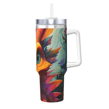 

Matuu Colorful Flower Chameleon for 40OZ Ice Cup with Handle Durable Thermal Cups Keep Drinks Cold and Hot Insulated Car Mug with Lid