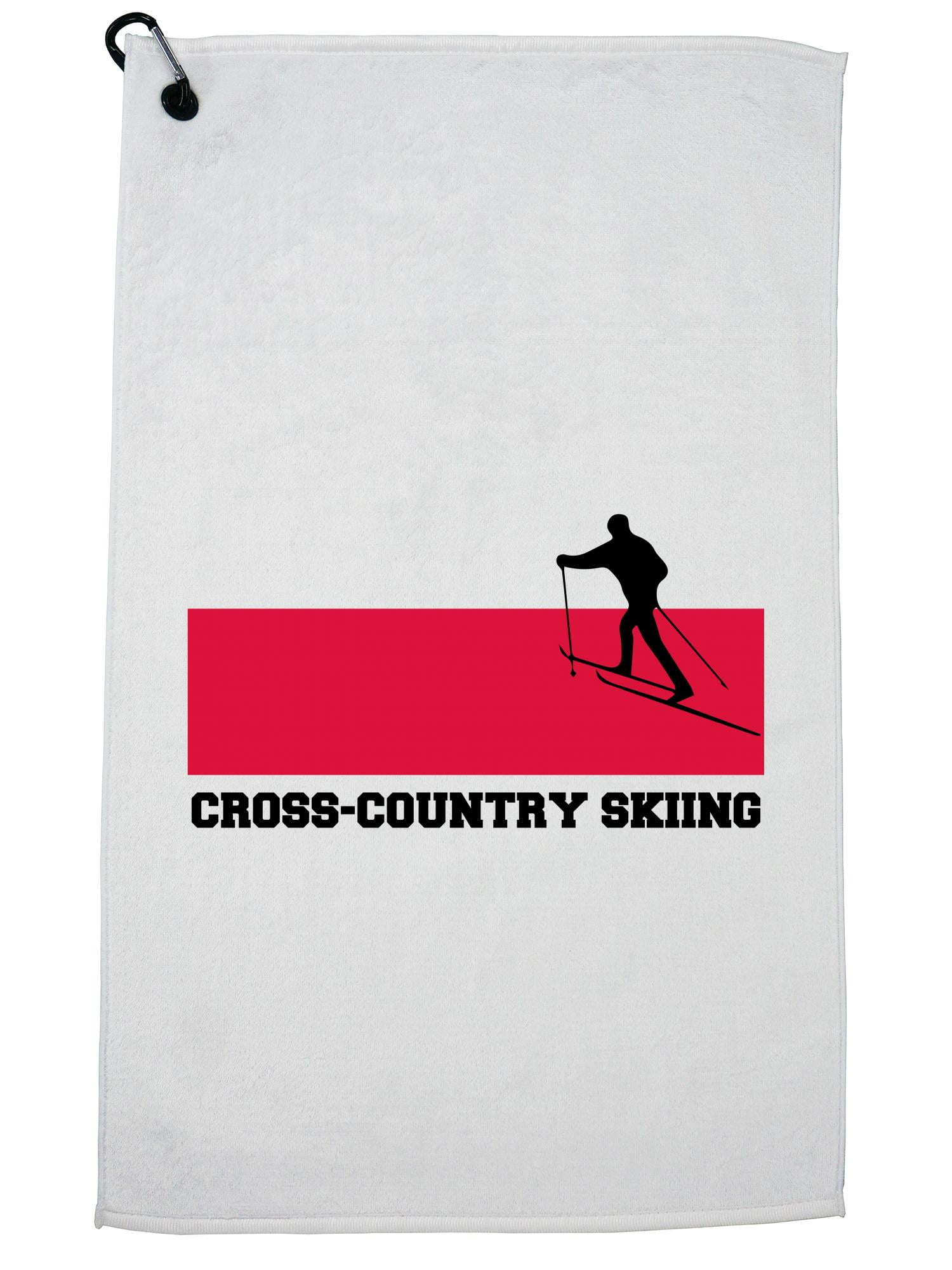 Poland Olympic Cross-Country Skiing Flag Silhouette Golf Towel with Carabiner Clip by Hollywood Thread