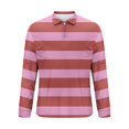 thumbnail image 5 of DDAPJ pyju Men's Striped Polo Shirt Fashion Casual Polos Long Sleeve Mesh Golf Shirts Slim Fit Stretch Collared T-shirt Pink XXL, 5 of 6