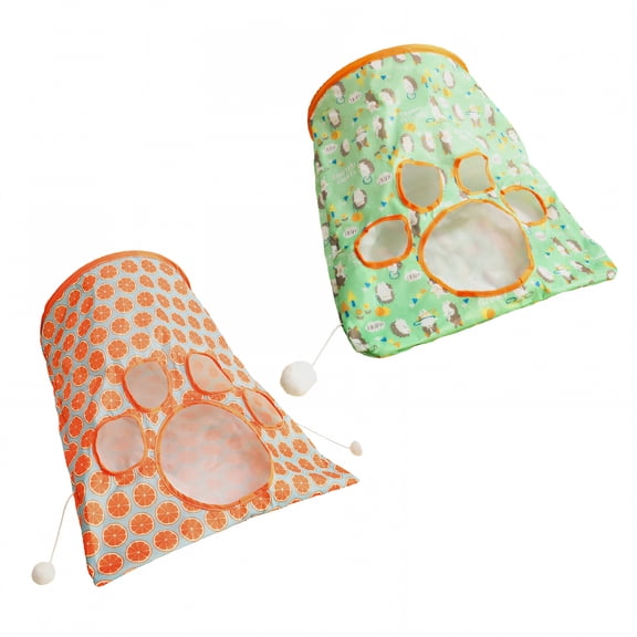 BESTSKY 2Pcs Cat Tunnel,Interactive Play Design Cat Products,Endless Cat Entertainment Cat Tunnels for Indoor Cats,Orange&Green,35*45*30cm
