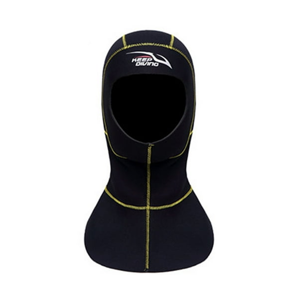 Baohd Keep Diving DH-321 Nylon Dive Cap Cold-proof Flexible Hood Men Women Head Cover Surfing Leakproof Underwater Hat Watersports Yellow Line L