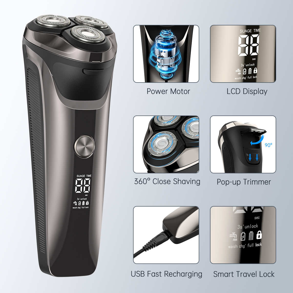 Cshidworld 4D Electric Shaver, IPX7 Waterproof Rotary photo 7