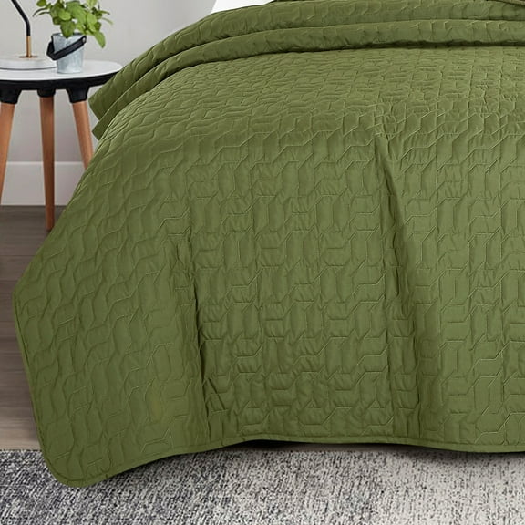 Evjk 3-Piece Decorative Lightweight Bedspread Set – Oversized, Microfiber with Classic Solid, QUEEN