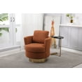 thumbnail image 2 of 360° Swivel Barrel Chair with Gold Stainless Steel Base, Teddy Accent Chairs with Thick Cushion, Round Barrel Armchairs Reading Chairs for Living Room Bedroom Waiting Room, Brown, 2 of 9