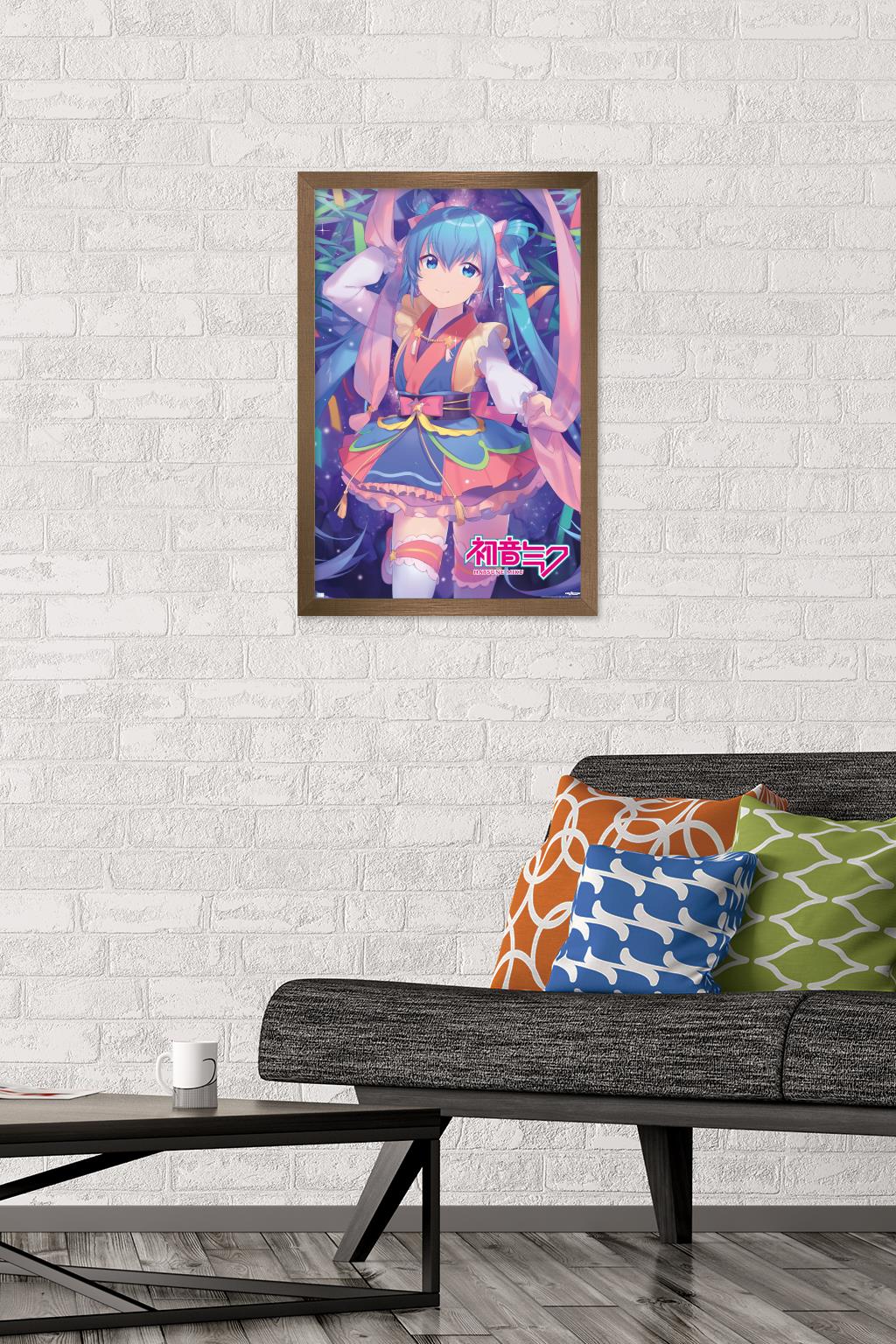 Hatsune Miku - Ribbons Wall Poster, 14.725" x 22.375" Framed