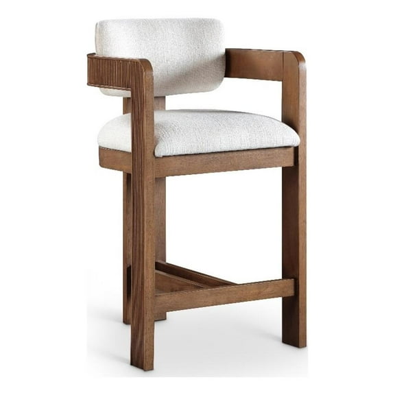 Pemberly Row Modern / Contemporary Cream Linen Textured Fabric Stool