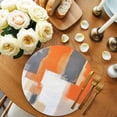 thumbnail image 2 of Burnt Orange Gray Round 15 Inch Placemats Set of 2, Modern Abstract Oil Painted Geometric HeatResistant Non Slip Place Mats for Dining Table, Wipeable Braided Kitchen Table Mats for Housewarming, 2 of 9