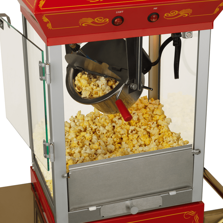 Fun Time Funtime Sideshow Popper 4-Ounce Hot Oil Popcorn Machine with Cart,  Black/Silver