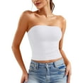 thumbnail image 3 of 2 Pack Tube Tops for Women Womens Tube Tops Strapless Crop Tops Basic Backless Sleeveless Bandeau Going Out Cute Summer Outfits Plus Size Tube Top XS, 3 of 6