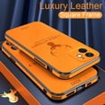 thumbnail image 2 of Funda de marco cuadrado de textura de cuero de lujo para iPhone 14 Plus 13 12 11 Pro Max Mini X Xr Xs Funda de armadura a prueba de golpes con patrón de ciervo Tan Jianjun unisex, 2 of 2