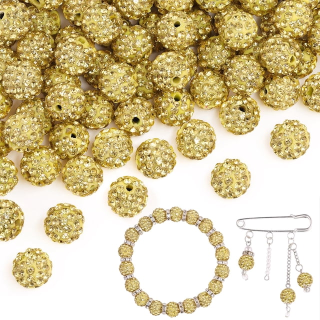 Perlas TINKRSTUFF, 200 unidades, 10 mm, diamantes de imitación de color amarillo claro
