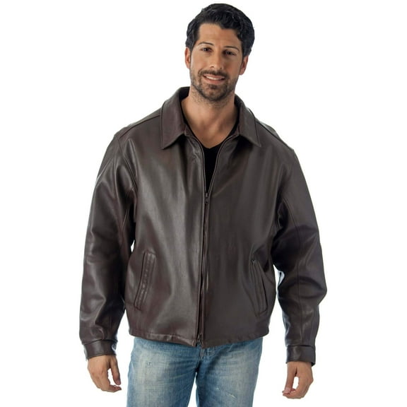 Reed Men's Casual Leather Jacket Union Made in Detroit, USA (3XL, Brown)