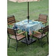 thumbnail image 3 of Outdoor Tablecloth with Umbrella Hole and Zipper, Coastal Jellyfish Blue Square Table Cloth 60x60 Inch Waterproof Tablecloth, Summer Beach Nautical Coral Starfish Picnic Table Cover for Patio Camping, 3 of 7