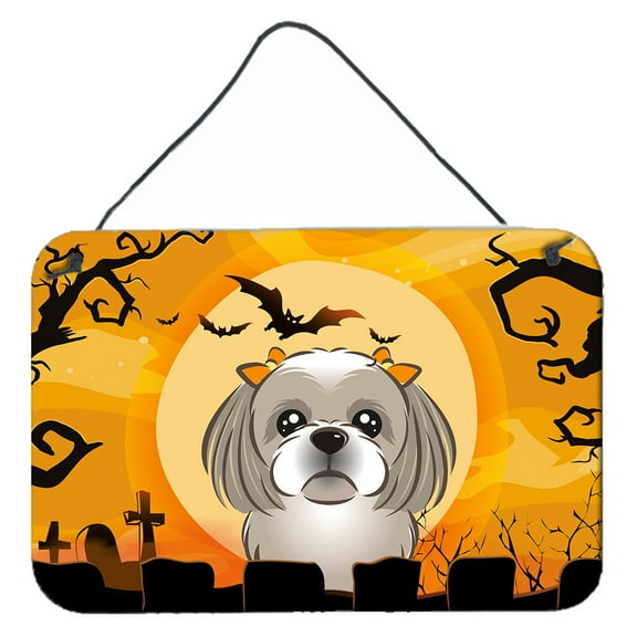 Carolines Treasures BB1808DS812 Halloween Gray Silver Shih Tzu Wall and Door Hanging Prints