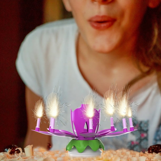 Nylea Birthday Cake Flower Candles with Happy Music Rotating Setup - Pink - Walmart.com