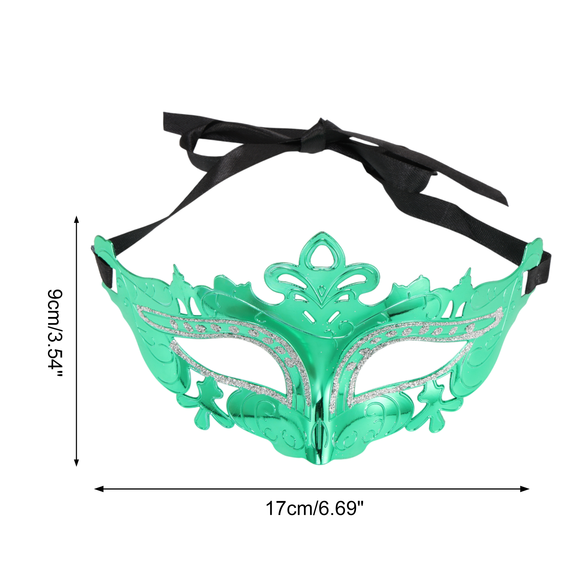 Unique Bargains 1 Pack Electroplated Half-face Party Mask for Masquerade Green