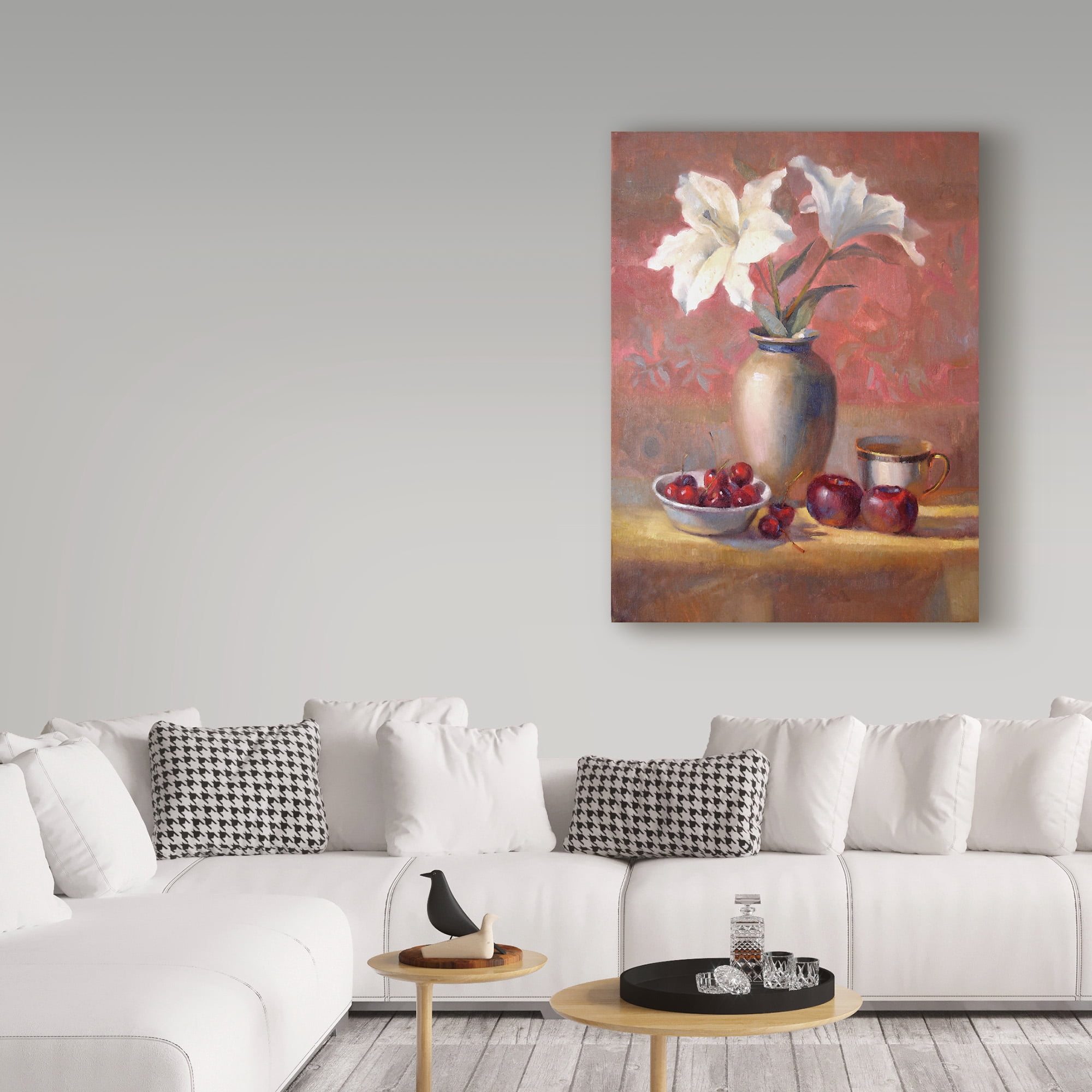 Trademark Fine Art 'Lilies With Plums And Cherries' Canvas Art by Hall Groat Ii