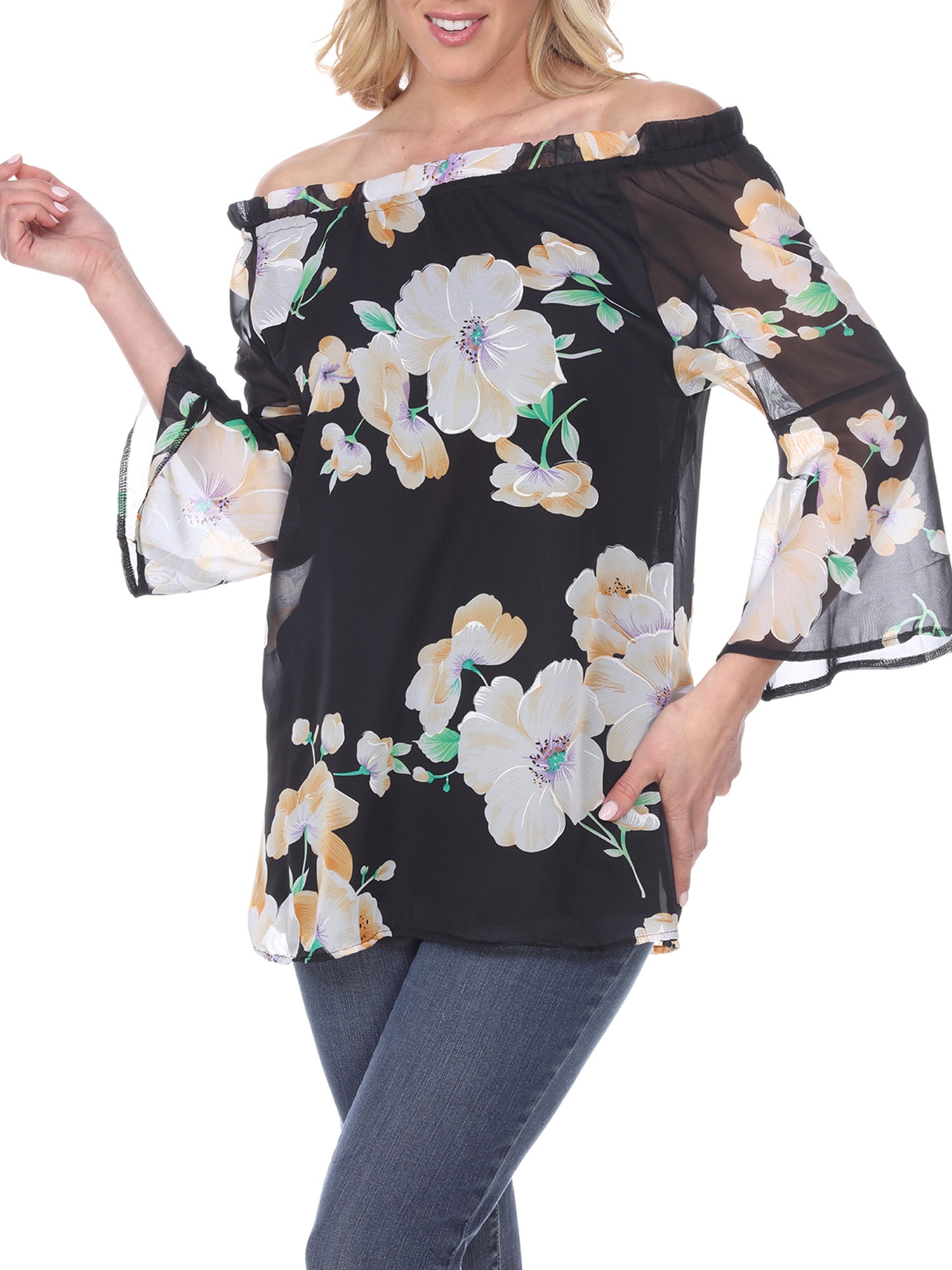 SO ME Floral Embroidered Two Way Off The Shoulder Blouse main image 0