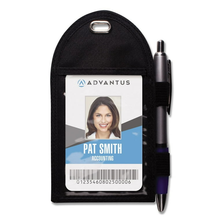 Badge Holder with Pen Loop, Vertical, Black 3.25 Badge Holder with Pen Loop, Vertical, Black 3.25