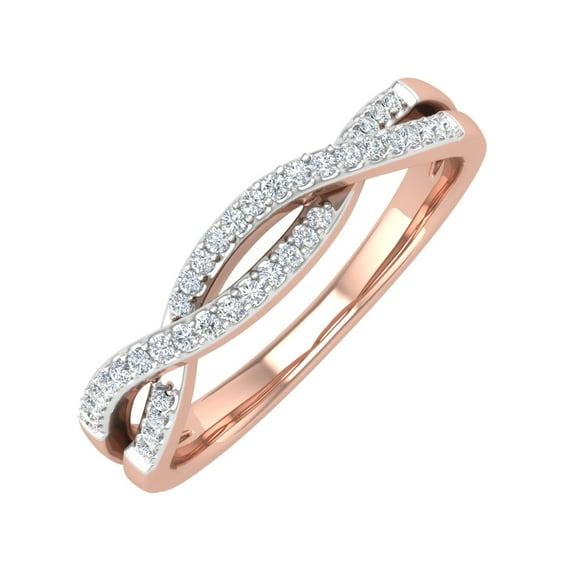 10K Rose Gold Diamond Twisted Wedding Band Ring (0.13 Carat) (Ring Size 6)