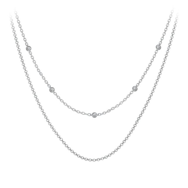 Layering Necklace with Station Bead and Cable Chain