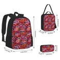 thumbnail image 2 of Disketp Red Lips Kissing Mochila Estampada de Gran Capacidad con Lonchera y Estuche, Set de 3 Piezas para Estudiantes, 2 of 7