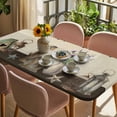 thumbnail image 3 of Vintage Flowers Table Cloths for 3 Foot Rectangle Tables, Birds Retro Art Elegant Farmhouse Rustic Patio Waterproof Elastic Fitted Tablecloths, Washable Rectangular Table Cover for Camping, 3 of 8