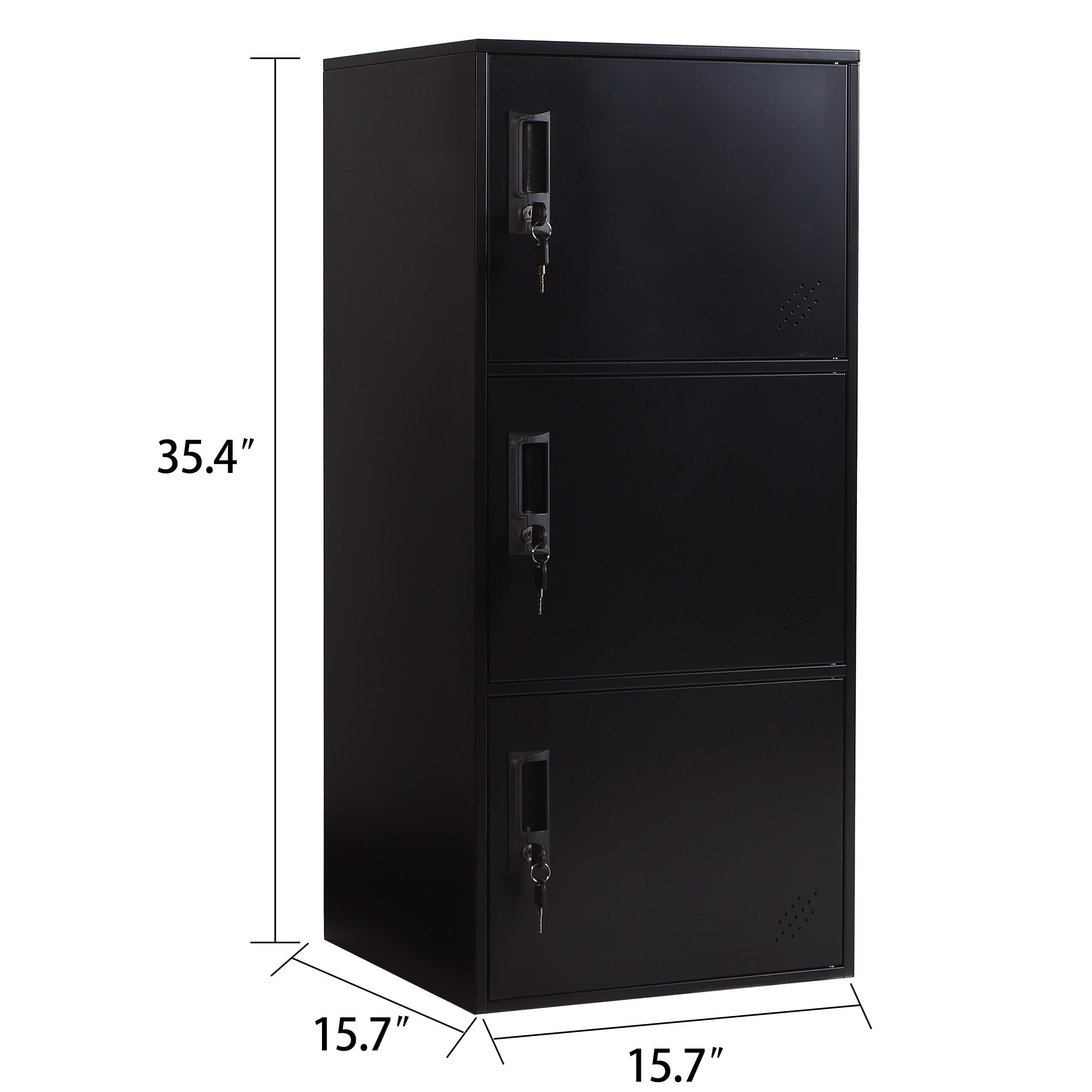 3 Door Vertical Stackable Storage Cabinet with Lock,Anti-Failing Device, Metal Lcoker,Organizer for Office, Home, Gym, School,Employee,Kids.