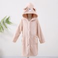 thumbnail image 1 of YUNAFFT Kids Hooded Bathrobe Long Sleeve Pockets Soft Absorbent Robe Cozy Home Loungewear, 1 of 5