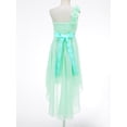 thumbnail image 5 of Hansber One Shoulder Flowers Girls Dress High Low Chiffon Wedding Bridesmaid Pageant Prom Ball Gown Mint Green 12, 5 of 7