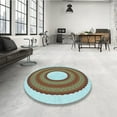 thumbnail image 3 of Ahgly Company Indoor Round Patterned Blue Lagoon Blue Area Rugs, 7' Round, 3 of 6