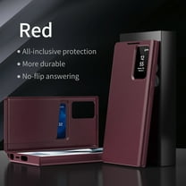 ShellTech Wallet Case for Samsung Galaxy S25 Plus,Window View Card Holder Slot Leather Smart Case Shockproof No-flip Answering Cover for Galaxy S25 ,Red