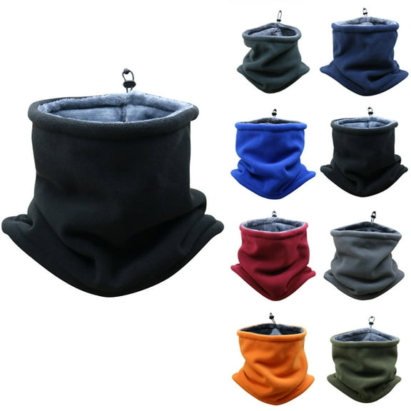 UTSJKR Winter Neck Warmer Double-Layer Fleece Neck Gaiter With Adjustable Drawstring Thermal Snood Face Mask Tube Scarf Army Green