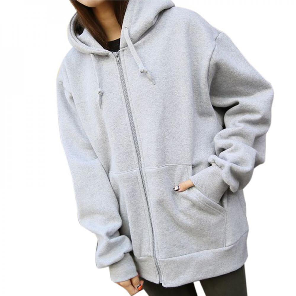 SHOWNO Womens Hooded Warm Zip-Up Outwear Fleece Linen Sweatshirt Jacket 