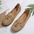 thumbnail image 6 of Pandaie Loafers for Women Comfortable Suede Tassel Walking Slip on Flats Shoes Lightweight Business Casual Work Penny Loafer Khaki Size 7.5, 6 of 9