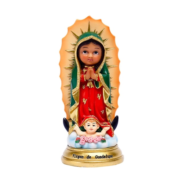Estatua de Nuestra Señora de , estatuilla religiosa, decoración de Navidad, adorno de mesa, regalo de Navidad para estante de vacaciones,