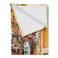 thumbnail image 2 of Italy Soft Flannel Fleece Throw Blanket, Riomaggiore at Sunset Cinque Terre National Park Cliff and Coast Scenic Panorama, Cozy Plush for Indoor and Outdoor Use, 50" x 70", Multicolor, by Ambesonne, 2 of 5