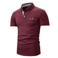 thumbnail image 4 of Fnooota Mens Polo Shirts Short Sleeve, Buttons Casual Collared Vacation Summer Shirts Wine Size M, 4 of 7