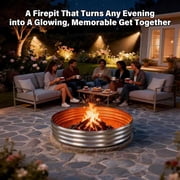 5FT Diameter Camp Fire Ring Pit, Large Round Galvanized Steel Fire Pit, Heavy Duty Steel Fire Pit Silver for Backyard, Camping, Bonfire (5x5x1FT)