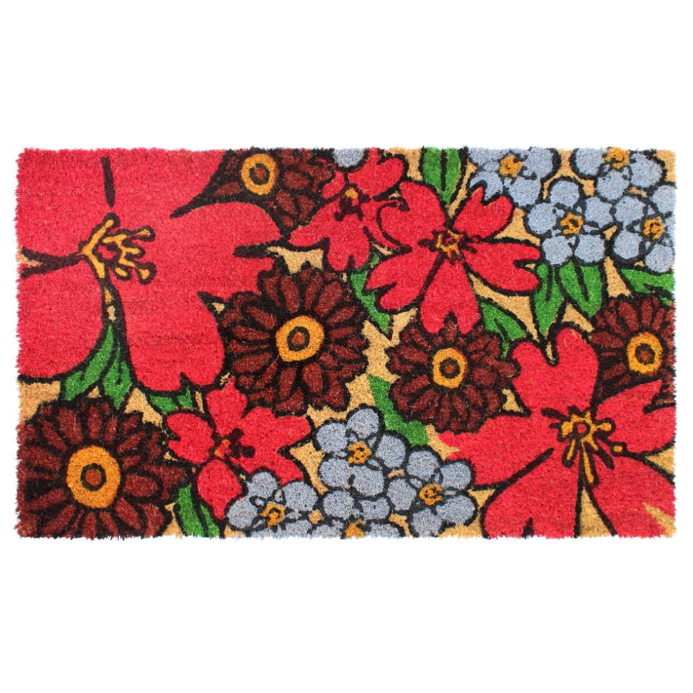 RugSmith Machine Tufted Hibiscus Indoor and Outdoor Coir Doormat, 18' x 30'