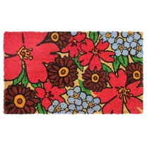 RugSmith Machine Tufted Hibiscus Indoor and Outdoor Coir Doormat, 18" x 30"