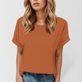 thumbnail image 2 of Women's Summer Casual Round Neck Short Sleeve Basic Tee Soft Comfortable Loose Fit Fashion Tops 2024 Outfits, 2 of 4