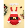 thumbnail image 2 of FOCUSNORM Barboteuse de Bébé Sans Manches à Encolure Carrée Contrastée de Noël + Bandeau Uni, 2 of 8