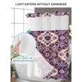 thumbnail image 4 of No Hook Cloth Fabric Shower Curtain with Snap in Liner, Purple Boho Waterproof Shower Curtains Set with See Through Top Window, Farmhouse Ethnic Abstract Floral Pattern Bath Curtains Shower 36"x72", 4 of 6