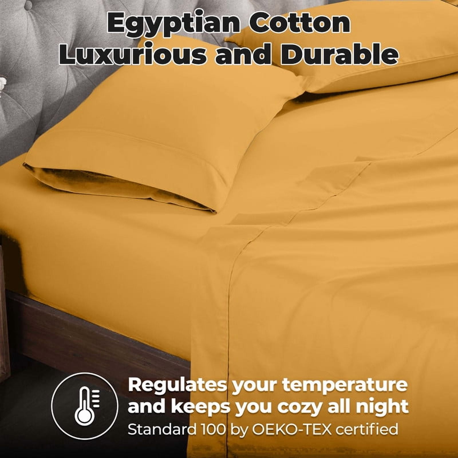 Superior Egyptian Cotton 400 TC Deep Pocket Sheet Set, Twin XL, Gold